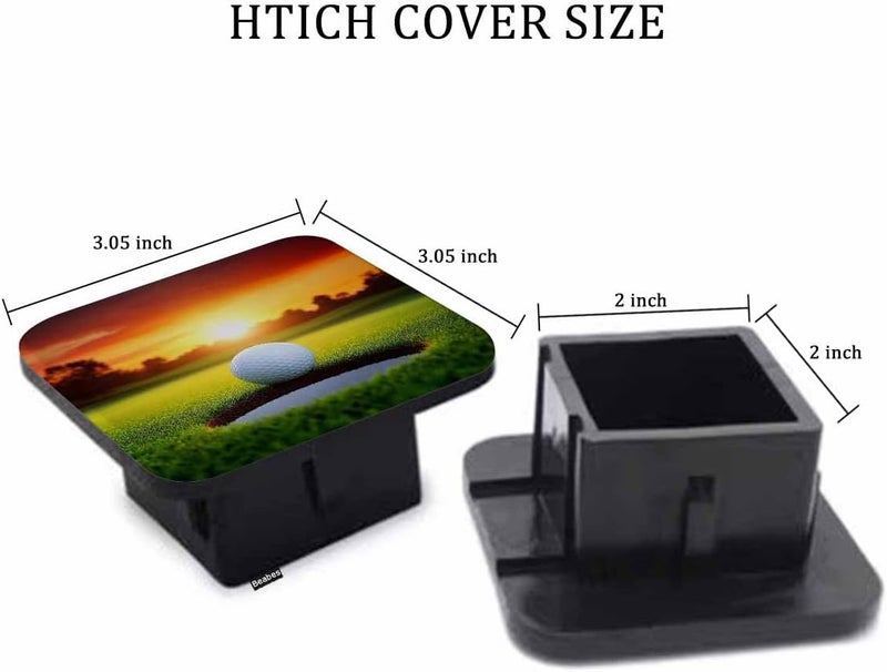 Beabes Golf Tube Hitch Cover 2 Inch Sport Golf Ball Grass Hole Sunlight Rubber Receiver Tube Hitch Plug for Cars, Square Hitch Plug Covers for Trucks - Image 2